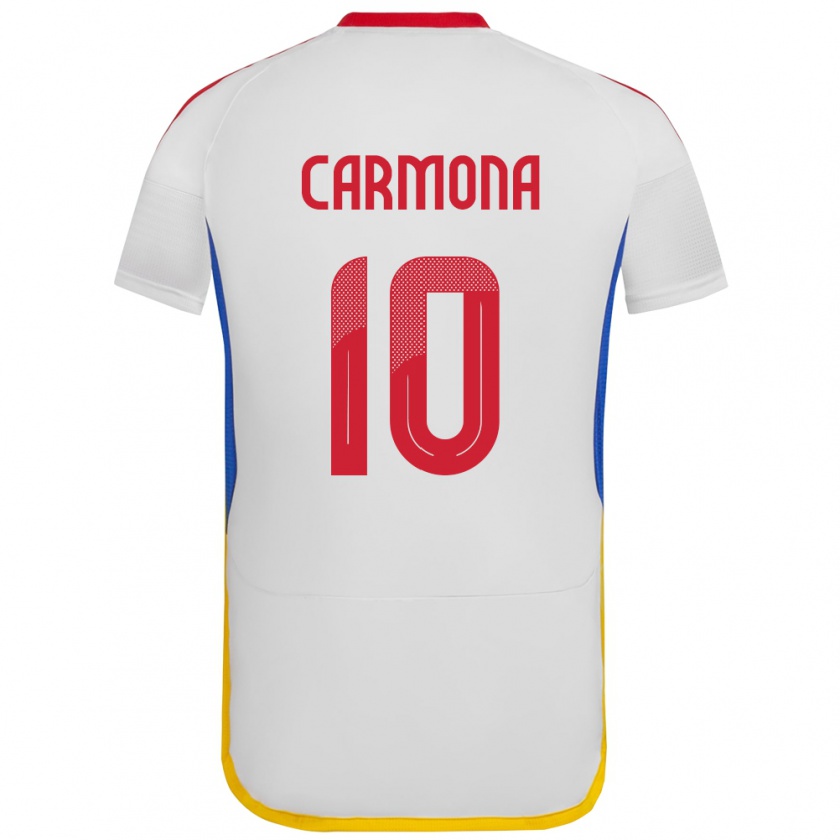 Kandiny Niño Camiseta Venezuela Wikelman Carmona #10 Blanco 2ª Equipación 24-26 La Camisa Chile