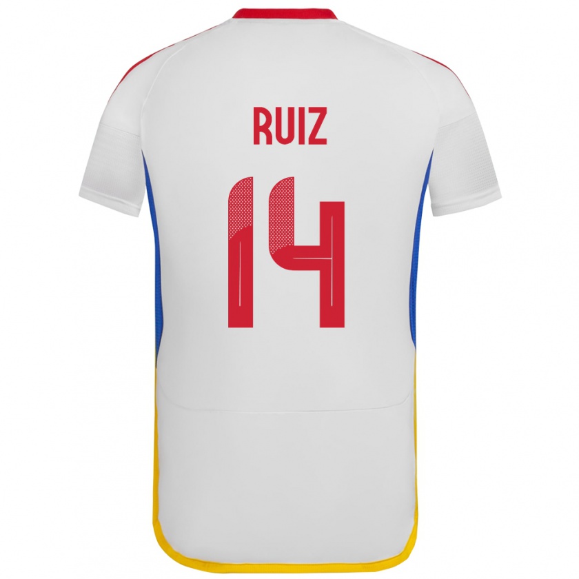 Kandiny Niño Camiseta Venezuela Maicol Ruiz #14 Blanco 2ª Equipación 24-26 La Camisa Chile