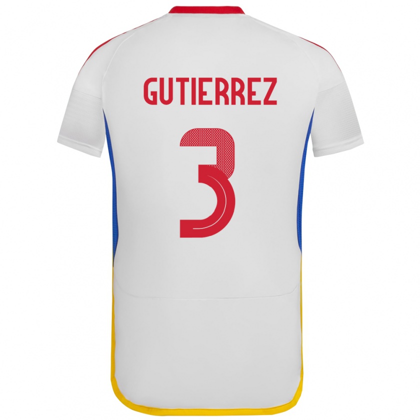 Kandiny Niño Camiseta Venezuela Nairelis Gutiérrez #3 Blanco 2ª Equipación 24-26 La Camisa Chile