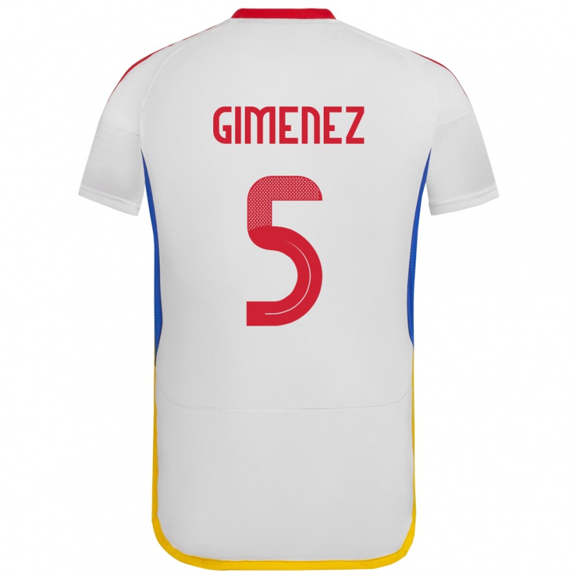 Kandiny Niño Camiseta Venezuela Yenifer Giménez #5 Blanco 2ª Equipación 24-26 La Camisa Chile