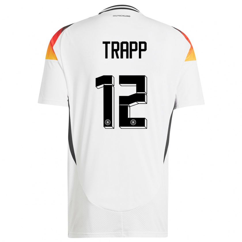 Kandiny Hombre Camiseta Alemania Kevin Trapp #12 Blanco 1ª Equipación 24-26 La Camisa Chile