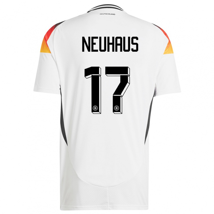 Kandiny Hombre Camiseta Alemania Florian Neuhaus #17 Blanco 1ª Equipación 24-26 La Camisa Chile