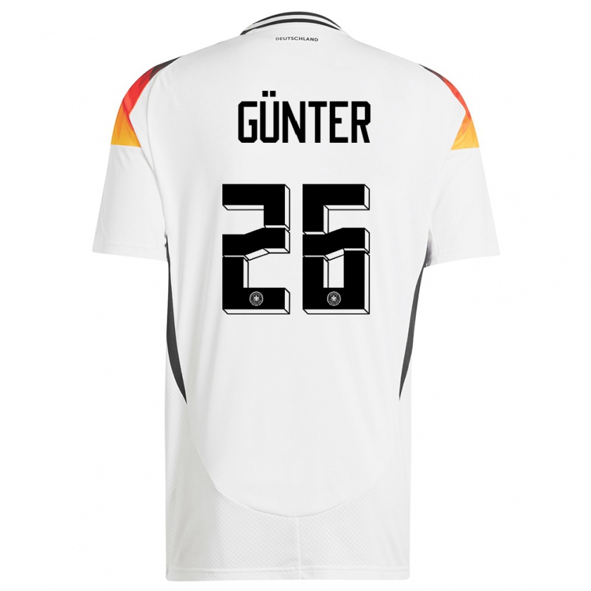 Kandiny Hombre Camiseta Alemania Christian Günter #26 Blanco 1ª Equipación 24-26 La Camisa Chile