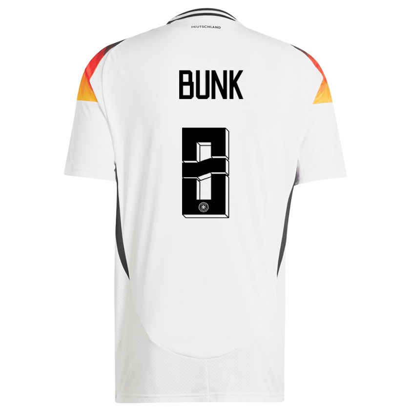 Kandiny Hombre Camiseta Alemania Daniel Bunk #8 Blanco 1ª Equipación 24-26 La Camisa Chile