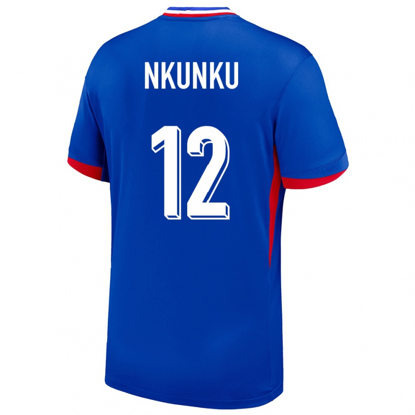 Kandiny Hombre Camiseta Francia Christopher Nkunku #12 Azul 1ª Equipación 24-26 La Camisa Chile