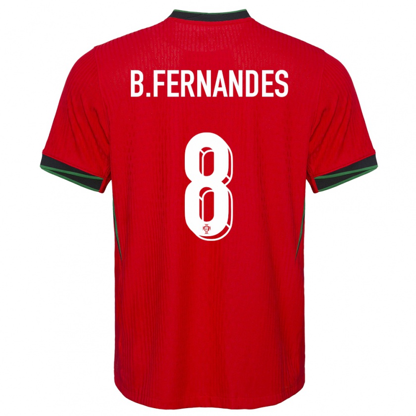 Kandiny Hombre Camiseta Portugal Bruno Fernandes #8 Rojo 1ª Equipación 24-26 La Camisa Chile