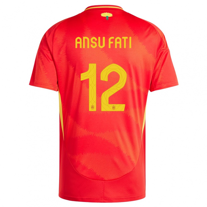 Kandiny Hombre Camiseta España Ansu Fati #12 Rojo 1ª Equipación 24-26 La Camisa Chile