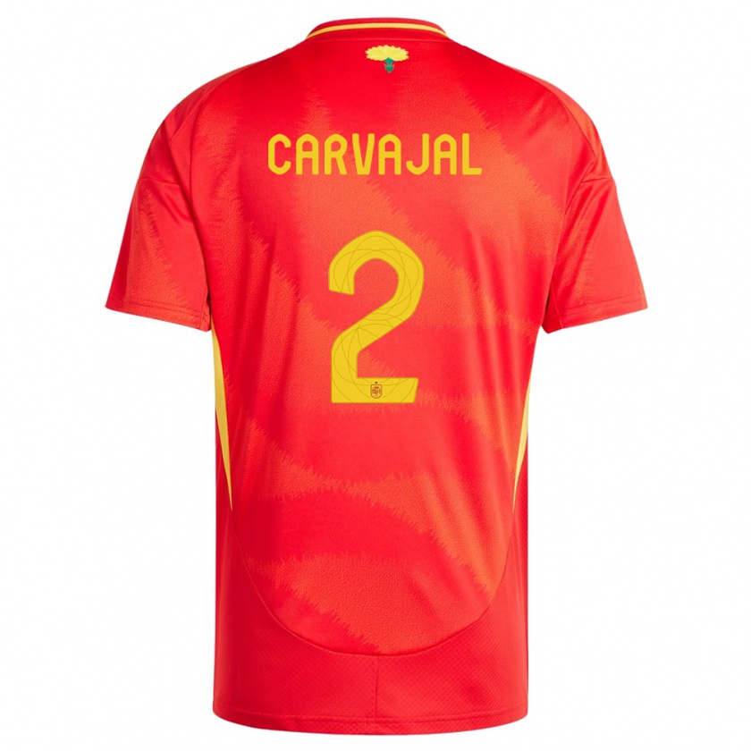 Kandiny Hombre Camiseta España Daniel Carvajal #2 Rojo 1ª Equipación 24-26 La Camisa Chile