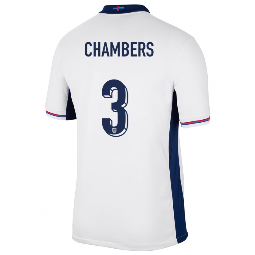 Kandiny Hombre Camiseta Inglaterra Luke Chambers #3 Blanco 1ª Equipación 24-26 La Camisa Chile