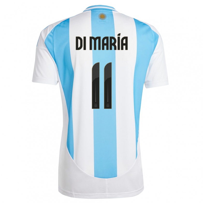 Kandiny Hombre Camiseta Argentina Angel Di Maria #11 Blanco Azul 1ª Equipación 24-26 La Camisa Chile