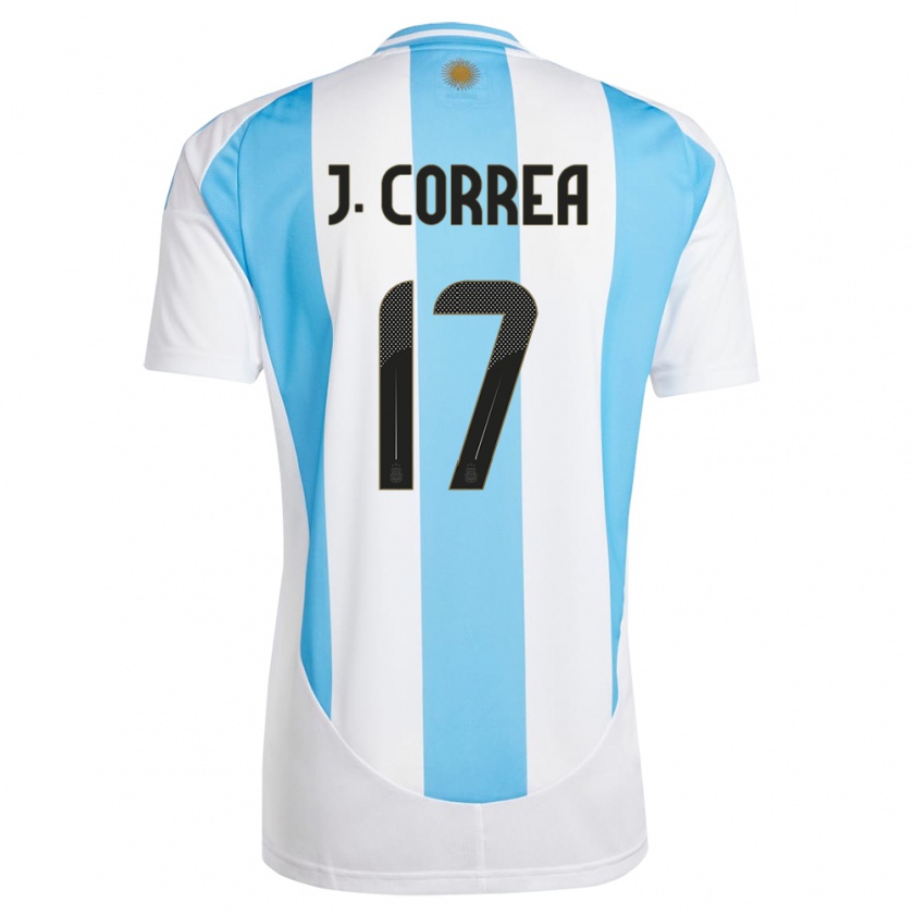 Kandiny Hombre Camiseta Argentina Joaquin Correa #17 Blanco Azul 1ª Equipación 24-26 La Camisa Chile