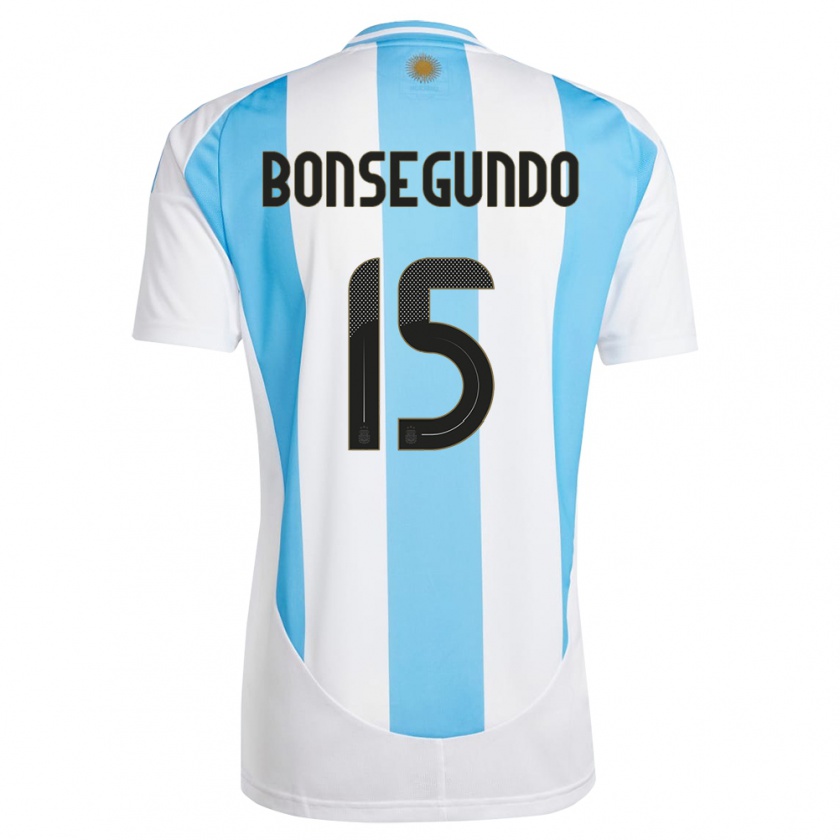 Kandiny Hombre Camiseta Argentina Florencia Bonsegundo #15 Blanco Azul 1ª Equipación 24-26 La Camisa Chile