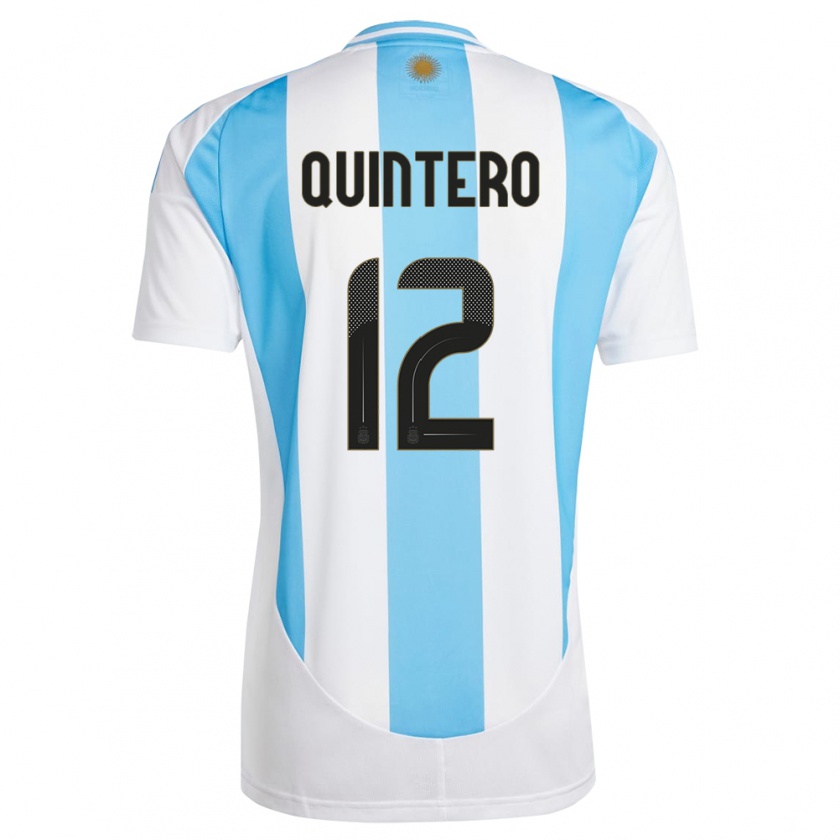 Kandiny Hombre Camiseta Argentina Valentino Quintero #12 Blanco Azul 1ª Equipación 24-26 La Camisa Chile