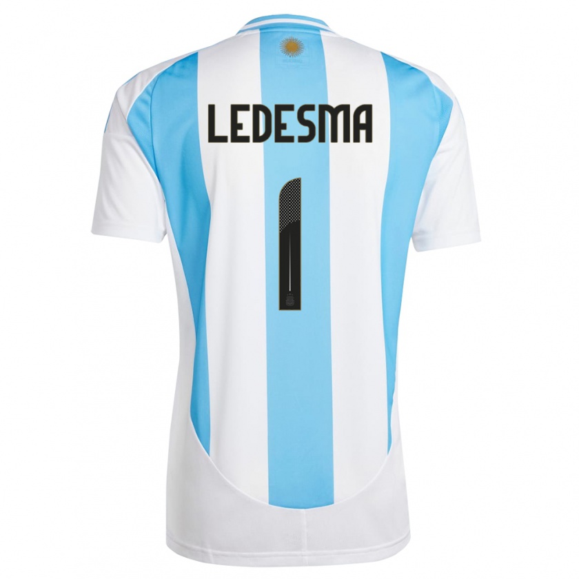 Kandiny Hombre Camiseta Argentina Jeremias Ledesma #1 Blanco Azul 1ª Equipación 24-26 La Camisa Chile