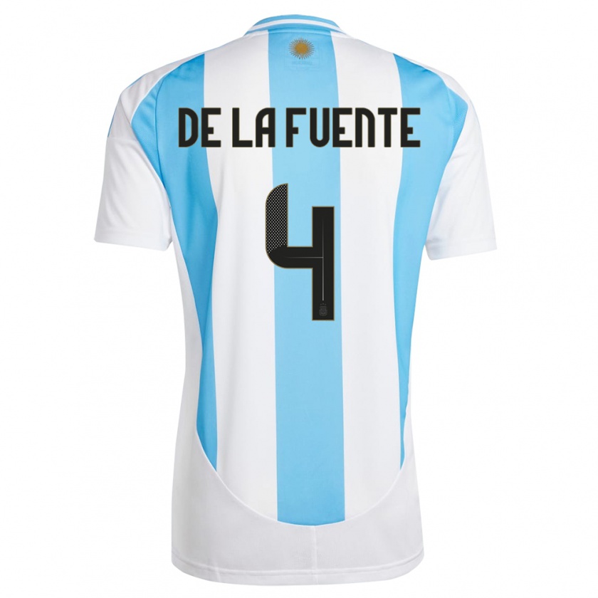 Kandiny Hombre Camiseta Argentina Hernan De La Fuente #4 Blanco Azul 1ª Equipación 24-26 La Camisa Chile