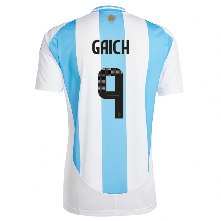 Kandiny Hombre Camiseta Argentina Adolfo Gaich #9 Blanco Azul 1ª Equipación 24-26 La Camisa Chile