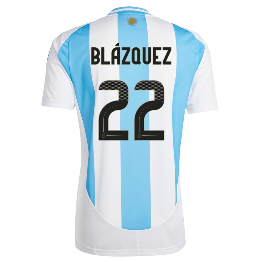 Kandiny Hombre Camiseta Argentina Joaquin Blazquez #22 Blanco Azul 1ª Equipación 24-26 La Camisa Chile