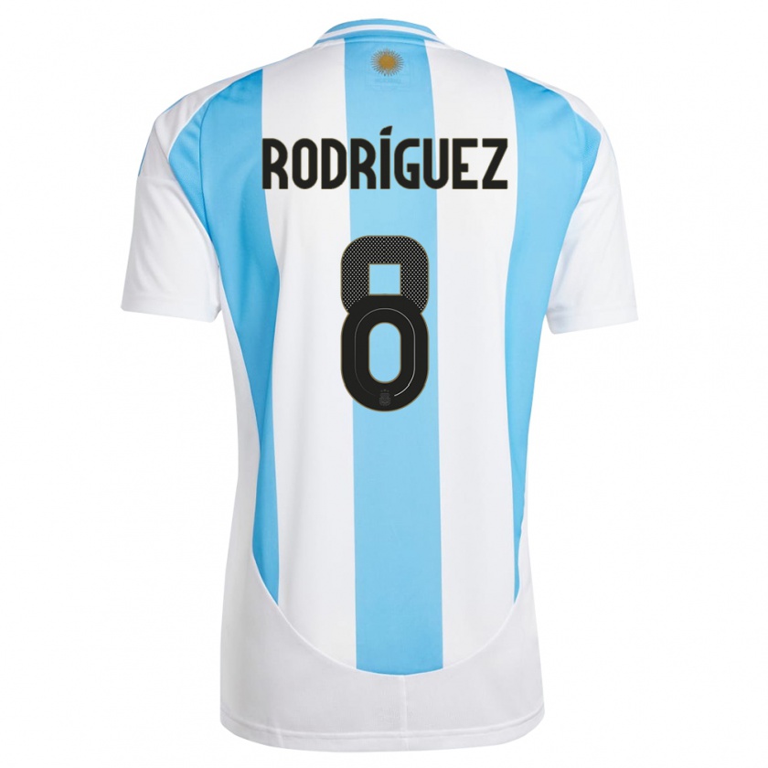 Kandiny Hombre Camiseta Argentina Agustin Rodriguez #8 Blanco Azul 1ª Equipación 24-26 La Camisa Chile