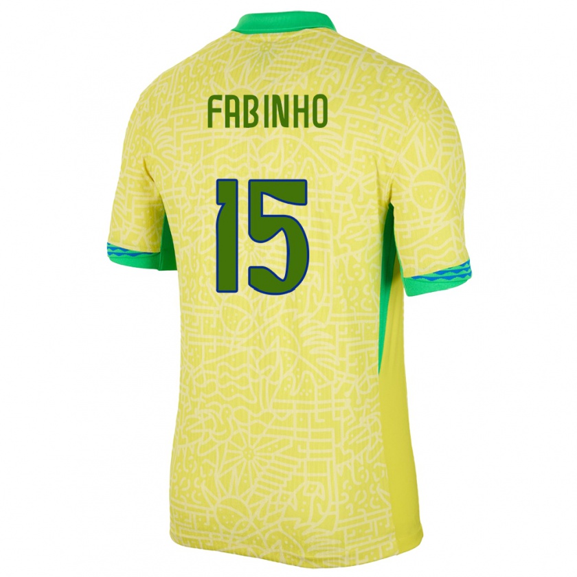 Kandiny Hombre Camiseta Brasil Fabinho #15 Amarillo 1ª Equipación 24-26 La Camisa Chile