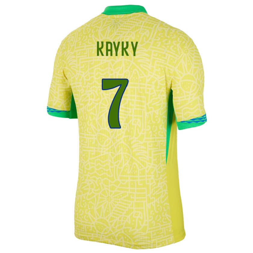 Kandiny Hombre Camiseta Brasil Kayky #7 Amarillo 1ª Equipación 24-26 La Camisa Chile