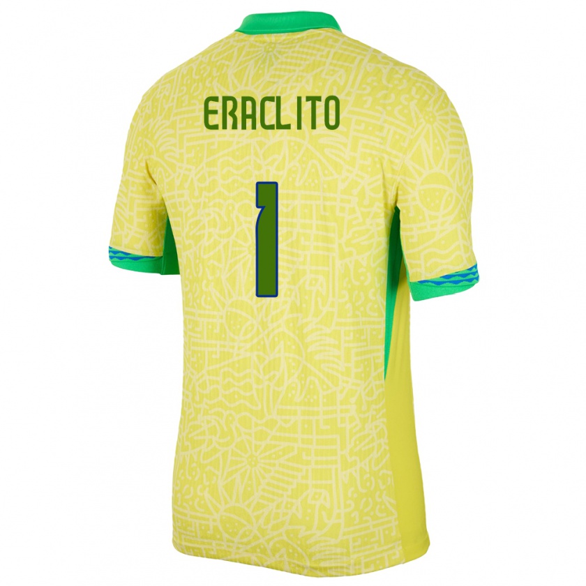 Kandiny Hombre Camiseta Brasil Marcelo Eraclito #1 Amarillo 1ª Equipación 24-26 La Camisa Chile