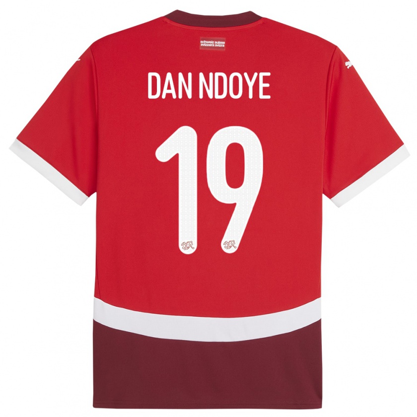 Kandiny Hombre Camiseta Suiza Dan Ndoye #19 Rojo 1ª Equipación 24-26 La Camisa Chile