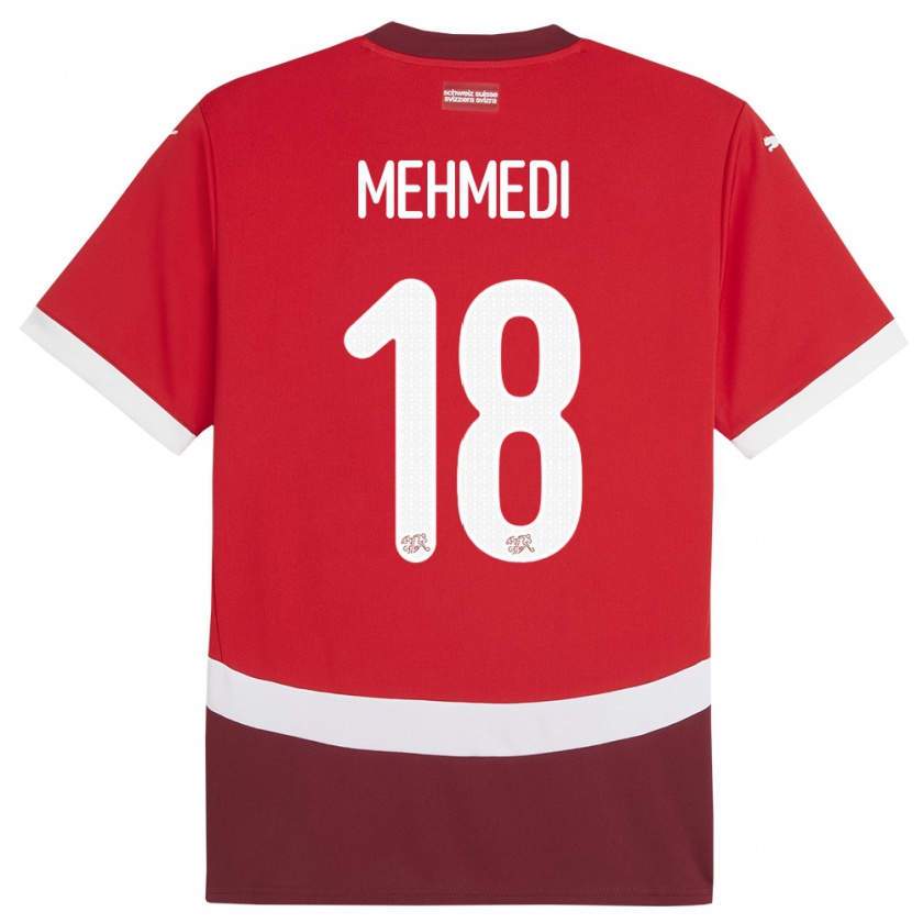 Kandiny Hombre Camiseta Suiza Admir Mehmedi #18 Rojo 1ª Equipación 24-26 La Camisa Chile