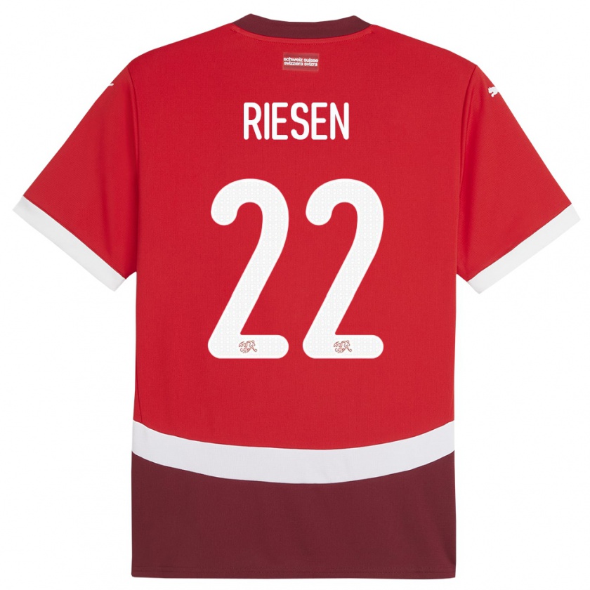 Kandiny Hombre Camiseta Suiza Nadine Riesen #22 Rojo 1ª Equipación 24-26 La Camisa Chile