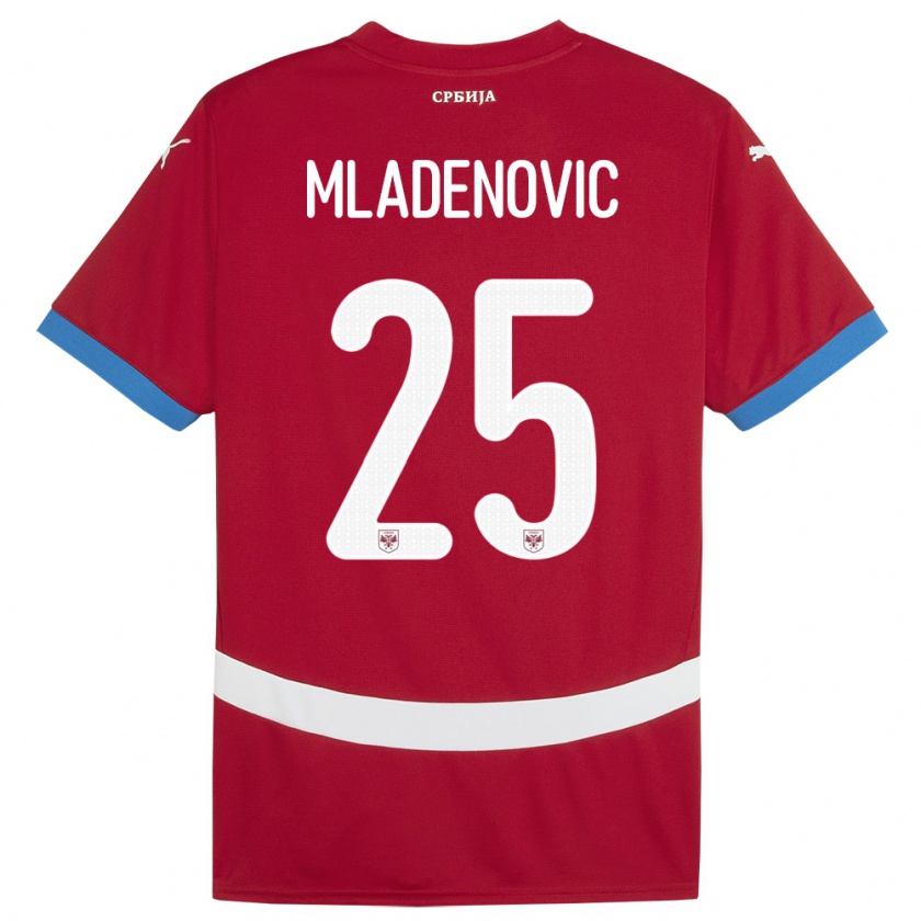 Kandiny Hombre Camiseta Serbia Filip Mladenovic #25 Rojo 1ª Equipación 24-26 La Camisa Chile