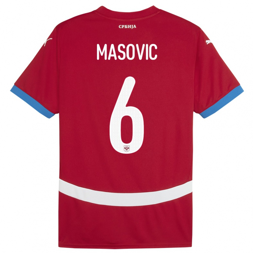 Kandiny Hombre Camiseta Serbia Erhan Masovic #6 Rojo 1ª Equipación 24-26 La Camisa Chile