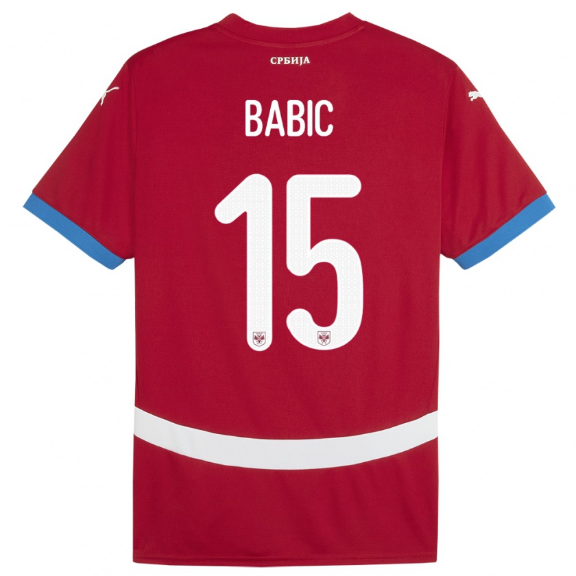 Kandiny Hombre Camiseta Serbia Srdjan Babic #15 Rojo 1ª Equipación 24-26 La Camisa Chile