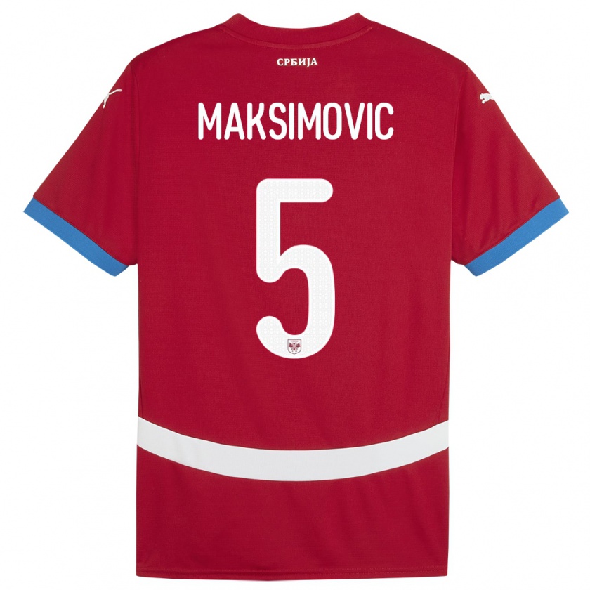 Kandiny Hombre Camiseta Serbia Nemanja Maksimovic #5 Rojo 1ª Equipación 24-26 La Camisa Chile