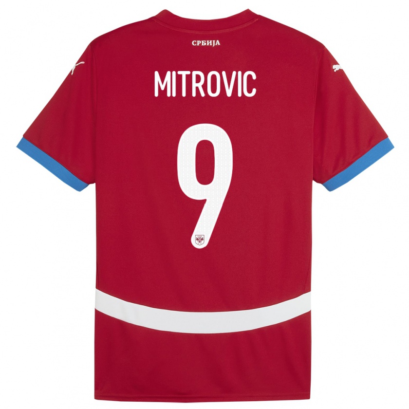 Kandiny Hombre Camiseta Serbia Aleksandar Mitrovic #9 Rojo 1ª Equipación 24-26 La Camisa Chile