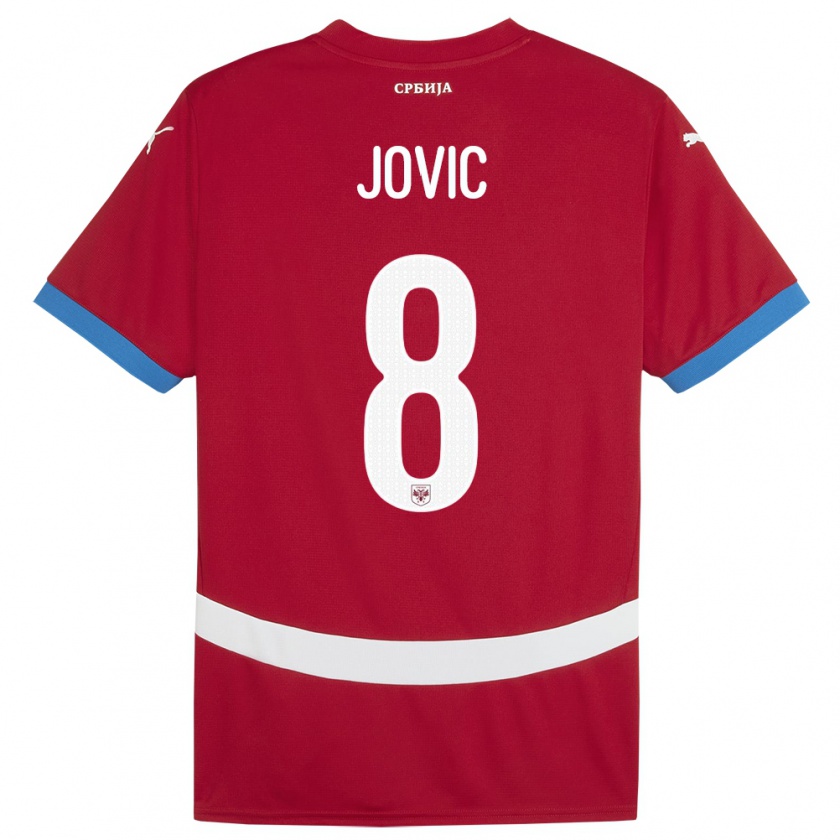 Kandiny Hombre Camiseta Serbia Luka Jovic #8 Rojo 1ª Equipación 24-26 La Camisa Chile