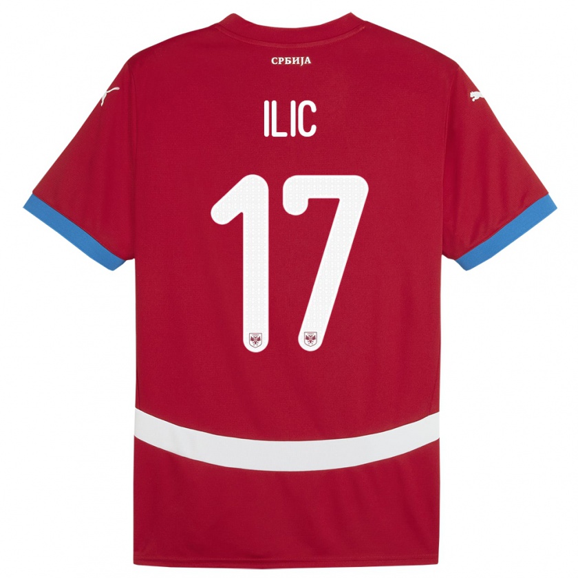 Kandiny Hombre Camiseta Serbia Ivan Ilic #17 Rojo 1ª Equipación 24-26 La Camisa Chile