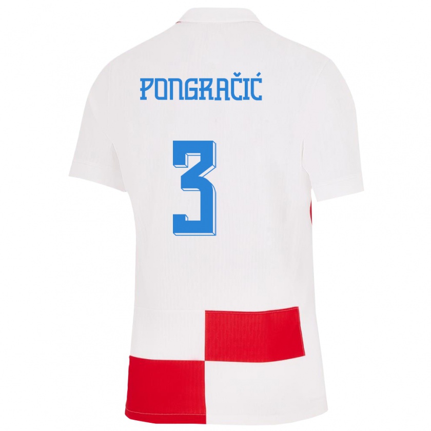 Kandiny Hombre Camiseta Croacia Marin Pongracic #3 Blanco Rojo 1ª Equipación 24-26 La Camisa Chile