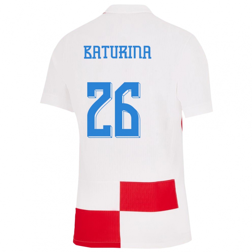 Kandiny Hombre Camiseta Croacia Martin Baturina #26 Blanco Rojo 1ª Equipación 24-26 La Camisa Chile