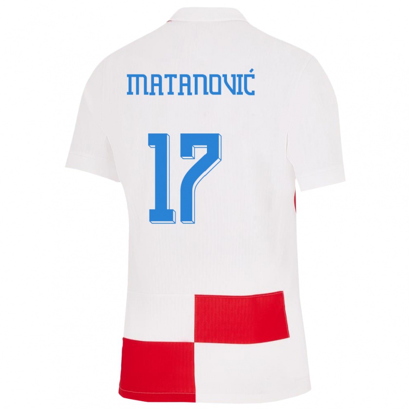 Kandiny Hombre Camiseta Croacia Igor Matanovic #17 Blanco Rojo 1ª Equipación 24-26 La Camisa Chile