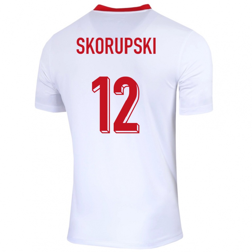 Kandiny Hombre Camiseta Polonia Lukasz Skorupski #12 Blanco 1ª Equipación 24-26 La Camisa Chile