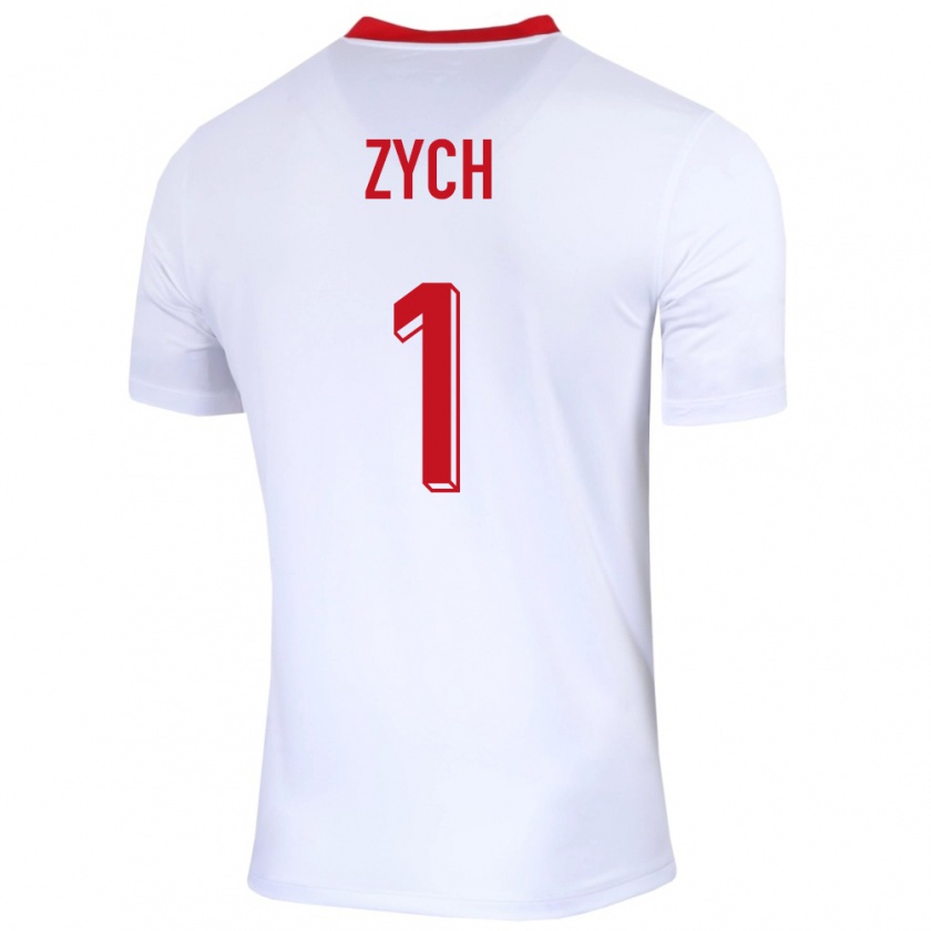 Kandiny Hombre Camiseta Polonia Oliwier Zych #1 Blanco 1ª Equipación 24-26 La Camisa Chile