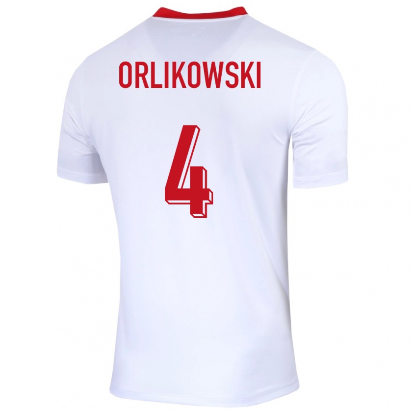 Kandiny Hombre Camiseta Polonia Igor Orlikowski #4 Blanco 1ª Equipación 24-26 La Camisa Chile