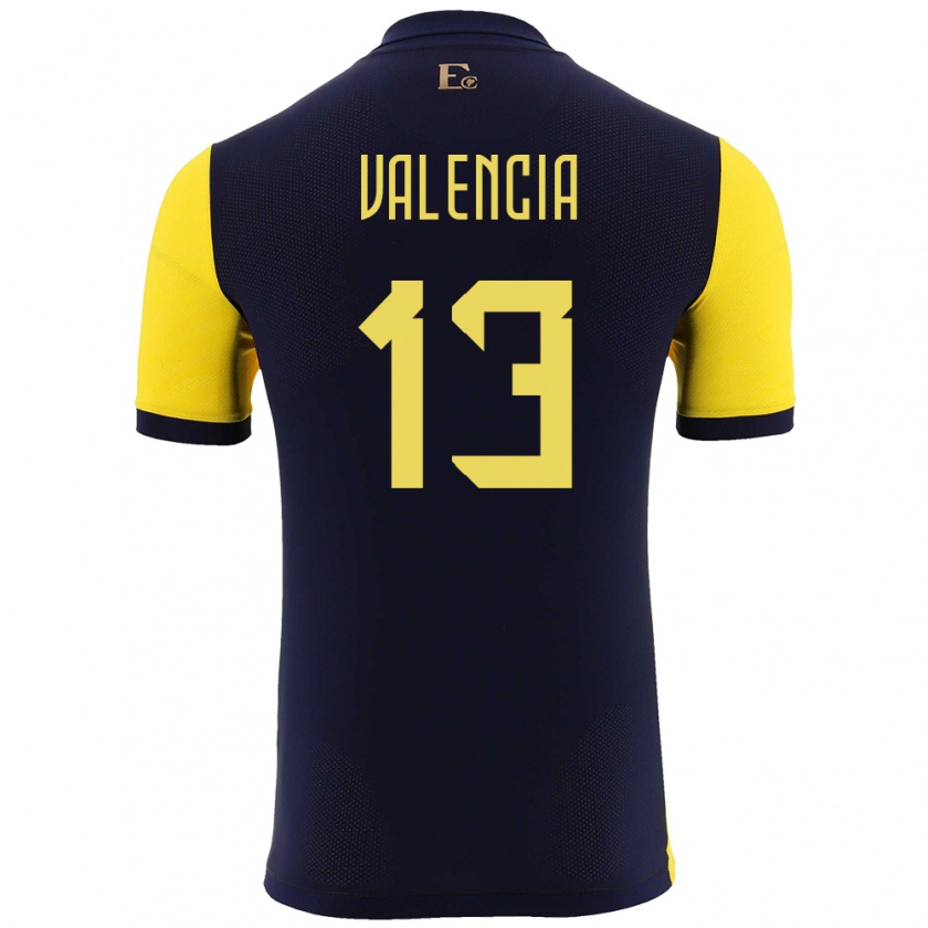 Kandiny Hombre Camiseta Ecuador Enner Valencia #13 Amarillo 1ª Equipación 24-26 La Camisa Chile