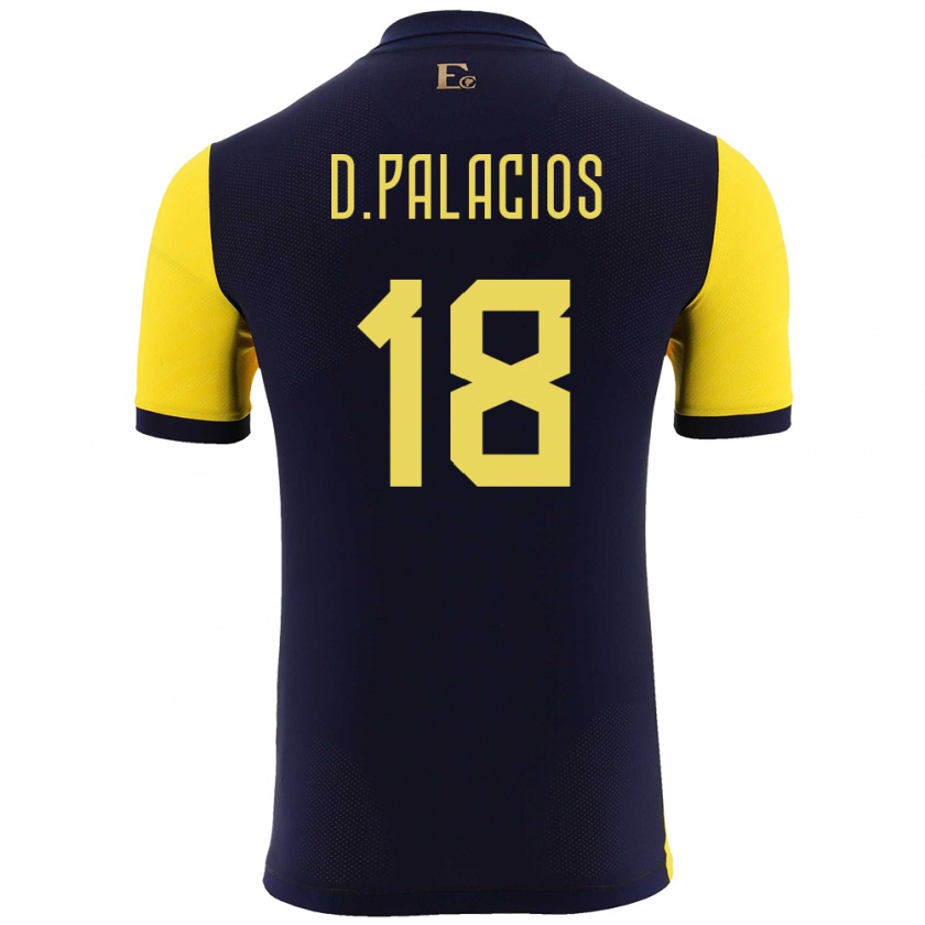 Kandiny Hombre Camiseta Ecuador Diego Palacios #18 Amarillo 1ª Equipación 24-26 La Camisa Chile