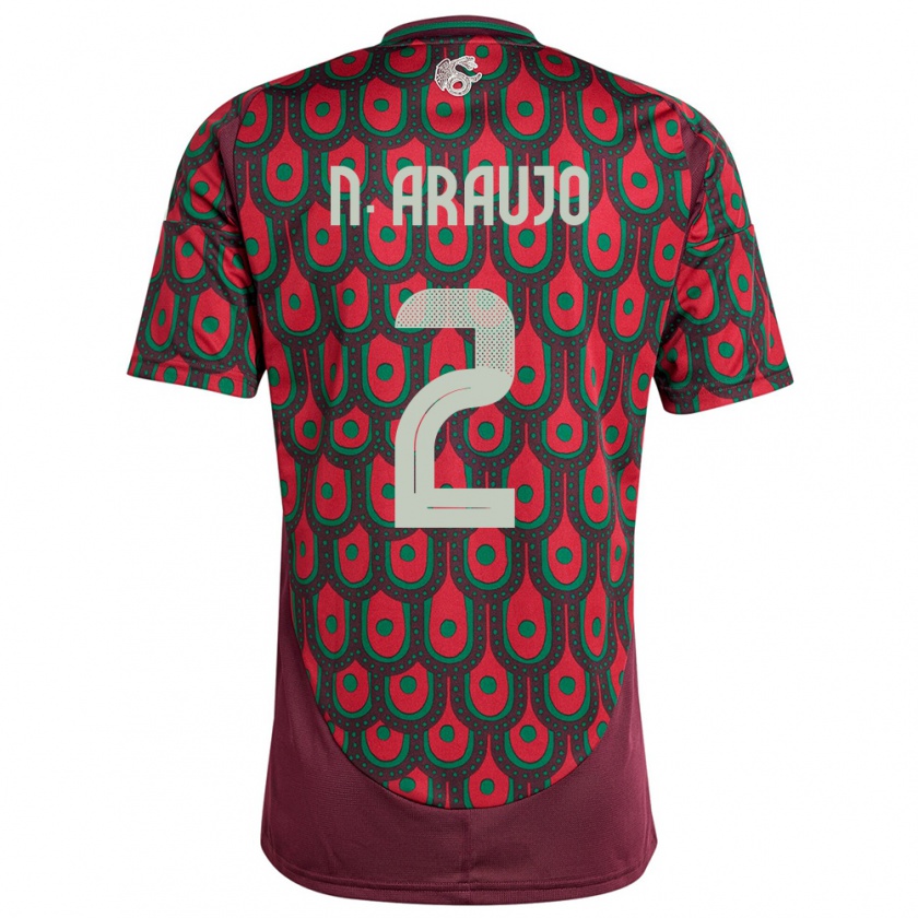 Kandiny Hombre Camiseta México Nestor Araujo #2 Granate 1ª Equipación 24-26 La Camisa Chile