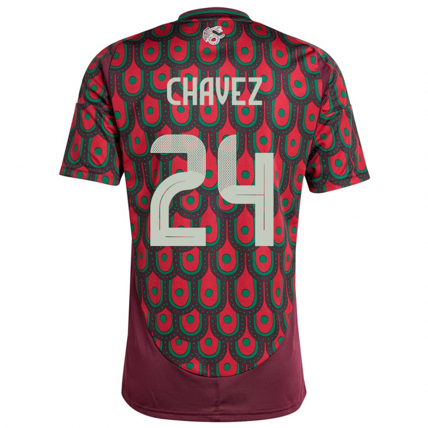 Kandiny Hombre Camiseta México Luis Chavez #24 Granate 1ª Equipación 24-26 La Camisa Chile