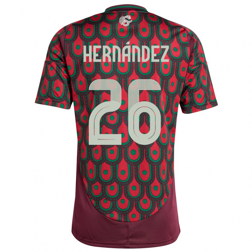 Kandiny Hombre Camiseta México Nicolette Hernandez #26 Granate 1ª Equipación 24-26 La Camisa Chile