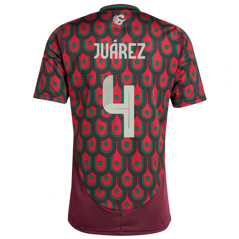 Kandiny Hombre Camiseta México Ramon Juarez #4 Granate 1ª Equipación 24-26 La Camisa Chile