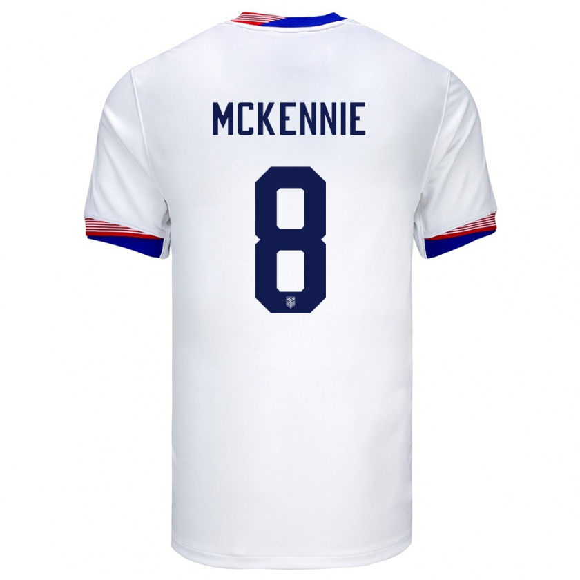 Kandiny Hombre Camiseta Estados Unidos Weston Mckennie #8 Blanco 1ª Equipación 24-26 La Camisa Chile