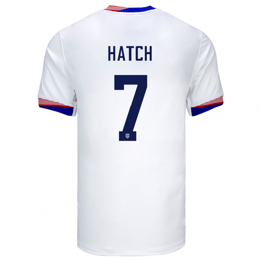 Kandiny Hombre Camiseta Estados Unidos Ashley Hatch #7 Blanco 1ª Equipación 24-26 La Camisa Chile