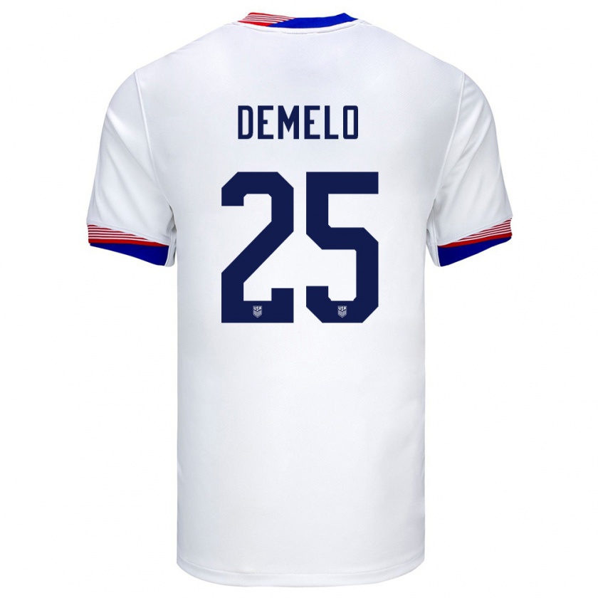 Kandiny Hombre Camiseta Estados Unidos Savannah Demelo #25 Blanco 1ª Equipación 24-26 La Camisa Chile